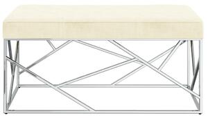 Panca 97 cm Crema in Velluto e Acciaio Inossidabile