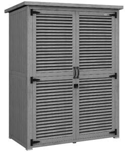 Outsunny Armadio da Giardino con 2 Porte a Persiana, 2 Ripiani, 2 Maniglie e Tetto Impermeabile, 127x65x168 cm, Grigio | Aosom Italy