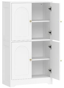 HOMCOM Armadio Alto da Cucina con 2 Ripiani Regolabili e 4 Ante Arcuate, 60x30x110 cm, Bianco | Aosom Italy
