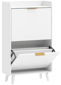HOMCOM Scarpiera Stretta con 2 cassetti ribaltabili e ripiani regolabili per 12 paia, 70x30x120 cm, Bianco | Aosom Italy