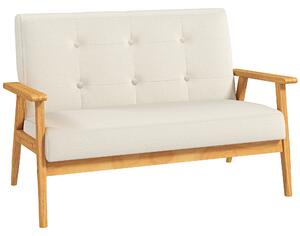 HOMCOM Divano 3 posti Scandinavo con Schienale, Seduta Imbottita e Braccioli, 115×66,5×73 cm, Beige | Aosom Italy