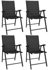 Outsunny Set di 4 Sedie da Giardino Pieghevoli, Struttura in Acciaio Robusta senza Montaggio, Schienale Alto Ergonomico, 58x62x97 cm, Nero | Aosom Italy