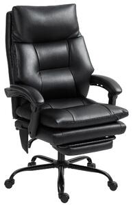 HOMCOM Sedia Ufficio Ergonomica, Poltrona da Ufficio in PU con Supporto Lombare Gonfiabile e Schienale Reclinabile, Altezza Regolabile, Nero | Aosom Italy