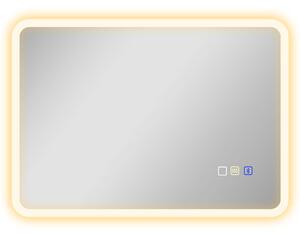 HOMCOM Specchio da Bagno LED Bluetooth con Luce Regolabile e 3 Colori Antiappannamento, 70x3.5x50 cm, Argento | Aosom Italy
