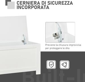 Baule Cassapanca Pouf Contenitore 81x40x46 Cm In Legno E Mdf Bianco