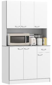 HOMCOM Credenza Cucina Moderna in Legno, Mobile Cucina con Cassetto, Bianco, 101x39x180cm| Aosom Italy