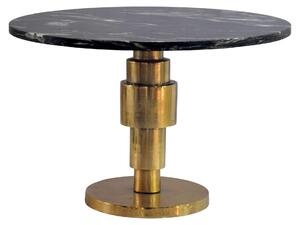 Tavolino da salotto WOHNLING, colore oro, diametro 60 cm, con piano in marmo nero. Tavolino rotondo, moderno, in alluminio, ideale come tavolino da divano o tavolino ausiliario. Design elegante, realizzato a mano