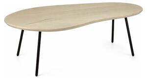 Tavolino da salotto WOHNLING, forma a "reno", in legno massello di mango, finitura bianca, 122 cm. Tavolino da salotto in legno, ideale come tavolino da divano o tavolino ausiliario. Struttura in metallo. Design retrò, realizzato a mano