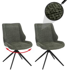 Set di 2 sedie da pranzo HWC-O48, sedia da cucina, girevole con ritorno automatico, rivestita in tessuto chenille (320g/m²), Öko-Tex, colore verde