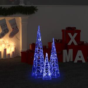 Set Coni Luce LED Decorativi Acrilici Blu 30/45/60cm