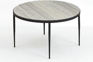Tavolino da salotto in metallo con piano in marmo bianco "Toronto", diametro 70 cm. Tavolino da caffè, tavolino da divano, tavolino ausiliario, design elegante, prodotto artigianale