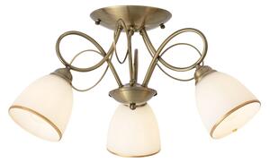 Plafoniera classica bronzo con vetro opale 3 luci - Katarina