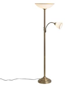Lampada da terra classica bronzo con vetro opale 2 luci - Katarina