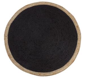Tappeto in iuta rotondo di colore nero stile boho 120 cm soggiorno camera da letto Beliani