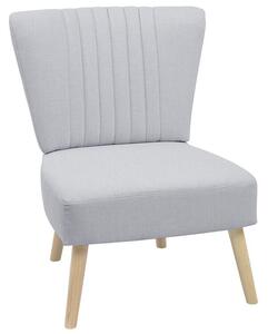 Poltrona grigio chiaro senza braccioli con sedia senza braccioli a trapuntatura verticale gambe in legno Beliani
