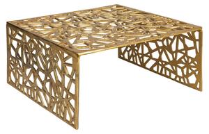 Tavolino da salotto WOHNLING, alluminio dorato, 60 cm, forma quadrata. Tavolino in metallo per soggiorno, design moderno, ideale come tavolino da caffè o tavolino di servizio. Realizzato a mano