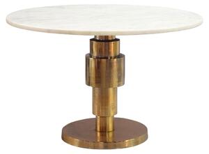 Tavolino da salotto WOHNLING, colore oro, diametro 60 cm, con piano in marmo bianco. Tavolino rotondo, moderno, in alluminio, ideale per il divano. Tavolino ausiliario in alluminio, design elegante, realizzato a mano