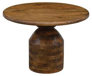 Tavolino da salotto WOHNLING in legno massello di mango, diametro 60 cm, design rotondo, ideale per il soggiorno o come tavolino da divano. Realizzato in legno massello, con gambe a colonna, prodotto artigianalmente