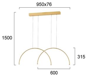Lampadario LED sospeso su cavo MEGAN LED/39W/230V, finitura oro