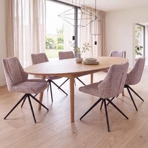 Set di 6 sedie da pranzo HWC-O48, sedie da cucina, girevoli con sistema di ritorno automatico, rivestite in tessuto chenille (410g/m²), Öko-Tex, colore rosa