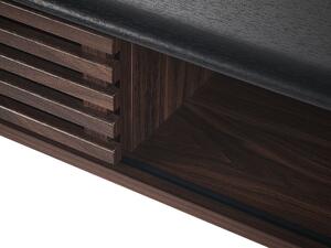 Tavolo consolle in legno scuro con porta scorrevole a lamelle stile rustico soggiorno ingresso camera da letto Beliani