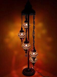 Lampada da terra con mosaico turco - Fatta a mano - Autentica - 5 sfere - Elementi pasquali marroni - Altezza 120 cm