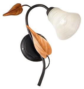 Applique classico due p illuminazione tosca ap1 e14 led metallo brunito vetro bianco - Due P Illuminazione