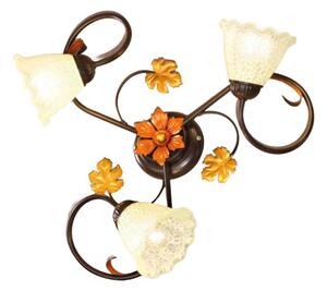 Plafoniera classica due p aida pl3 e14 led metallo ruggine oro vetro bianco - Due P Illuminazione
