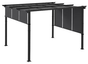 Outsunny Gazebo Pergola 3x3.5 m con 3 Tettucci Regolabili in Acciaio e Poliestere Anti UV, Grigio