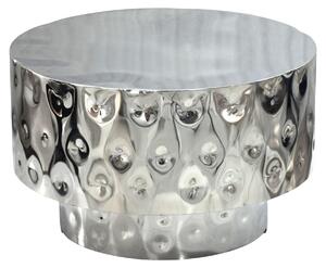 Tavolino da salotto WOHNLING, alluminio, rotondo, 60 cm di diametro, colore argento, design moderno, tavolino per il soggiorno, tavolino da divano, forma a tamburo, tavolino ausiliario, prodotto artigianale