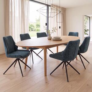 Set di 6 sedie da pranzo HWC-O48, sedie da cucina, girevoli con sistema di ritorno automatico, rivestite in tessuto chenille (410g/m²), Öko-Tex, colore verde scuro