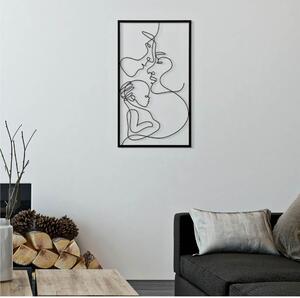 Pannello decorativo 3D da parete in metallo nero FAMILY 40x1,3x h 70 cm peso 1,8 kg raffigurante una ragazza vestita con un abito a righe