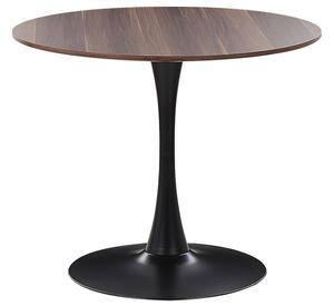 Tavolo da pranzo in legno scuro con piano in MDF Nero base in metallo tavolo da cucina rotondo industriale da 90 cm Beliani