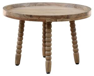 Tavolino da salotto in legno massello di acacia, diametro 60 cm, design moderno. Tavolino per divano in legno massello, ideale per il soggiorno. Gambe decorative, tavolino ausiliario, prodotto artigianale