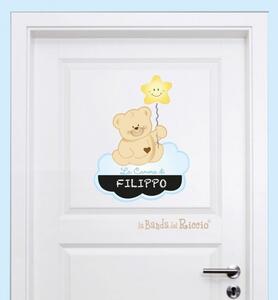 Adesivi porta Orsetto sulle Nuvole Adesivo per porta Rosa - Adesivi Murali per Bambini