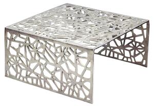 Tavolino da salotto WOHNLING, alluminio argento, 60 cm, forma quadrata. Tavolino in metallo per soggiorno, design moderno, ideale come tavolino da divano, tavolino da caffè o tavolino ausiliario. Realizzato a mano