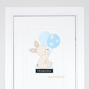 Adesivi porta Bunny Balloons Adesivo porta cameretta Azzurro - Adesivi Murali per Bambini