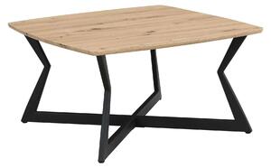 Tavolino da salotto WOHNLING, forma quadrata, 75x75 cm, effetto legno di quercia, design nero, tavolino da divano, tavolino da soggiorno, tavolino da lounge, moderno, tavolino ausiliario, tavolino da caffè, stile industriale