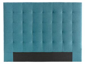 Testiera del letto imbottito in tessuto blu anatra 140 cm HALCIONA
