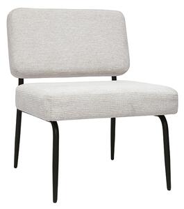 Poltrona in tessuto di ciniglia beige e metallo nero VEDANA