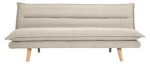Divano letto 3 posti in tessuto ciniglia beige e legno chiaro BINGO
