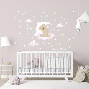 Adesivi murali Amore al chiaro di luna Giallo/Rosa - Adesivi Murali per Bambini