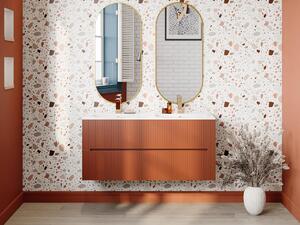 Mobile sotto lavabo sospeso scanalato 120 cm Terracotta - PAVANI