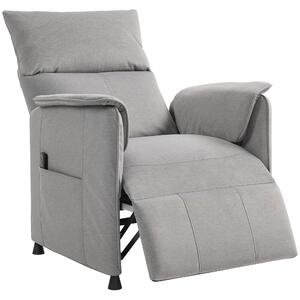 HOMCOM Poltrona Reclinabile Elettrica con Telecomando e Poggiapiedi, in Tessuto Effetto Velluto, 80x83x104 cm, Grigio