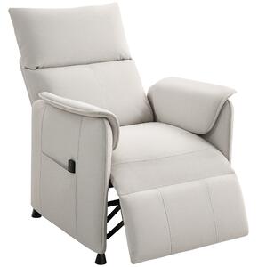 HOMCOM Poltrona Reclinabile Elettrica con Telecomando e Poggiapiedi, in Tessuto Effetto Velluto, 80x83x104 cm, Crema | Aosom Italy