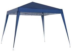 Outsunny Gazebo Pieghevole da Giardino 2.4x2.4m con Struttura in Acciaio e Corde Antivento, Blu
