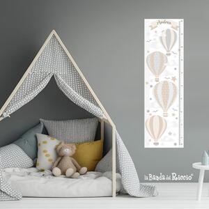 Metri crescita Metro adesivo Hot Air Balloons Grigio/Beige - Adesivi Murali per Bambini
