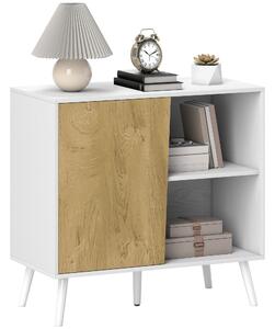 Credenza Moderna Mobile Basso 80x39x76 cm con Armadietto e Vani a Giorno in Legno Bianco