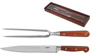 Set 2 pezzi wood&steel in acciaio inox e manico in legno
