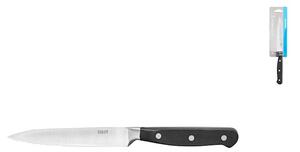 Set 6 coltelli bistecca punta seghettata Black&Steel in acciaio inox manico nero cm 12